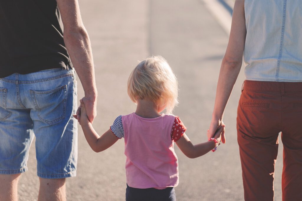 family, holding hands, parents